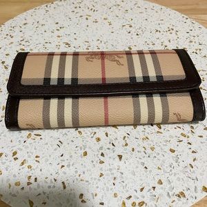Burberry Haymarket Check Coated Canvas and Leather Continental Wallet